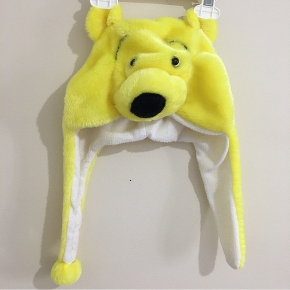 Toddler boy yellow bear fleece lined winter hat - Picture 3 of 10